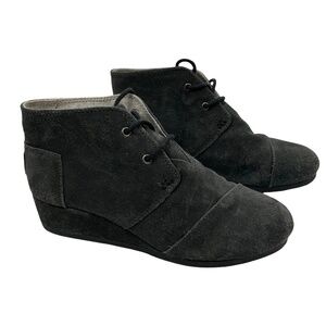 TOMS Gray Suede Desert Wedge Ankle Boots Size 4.5 Women's